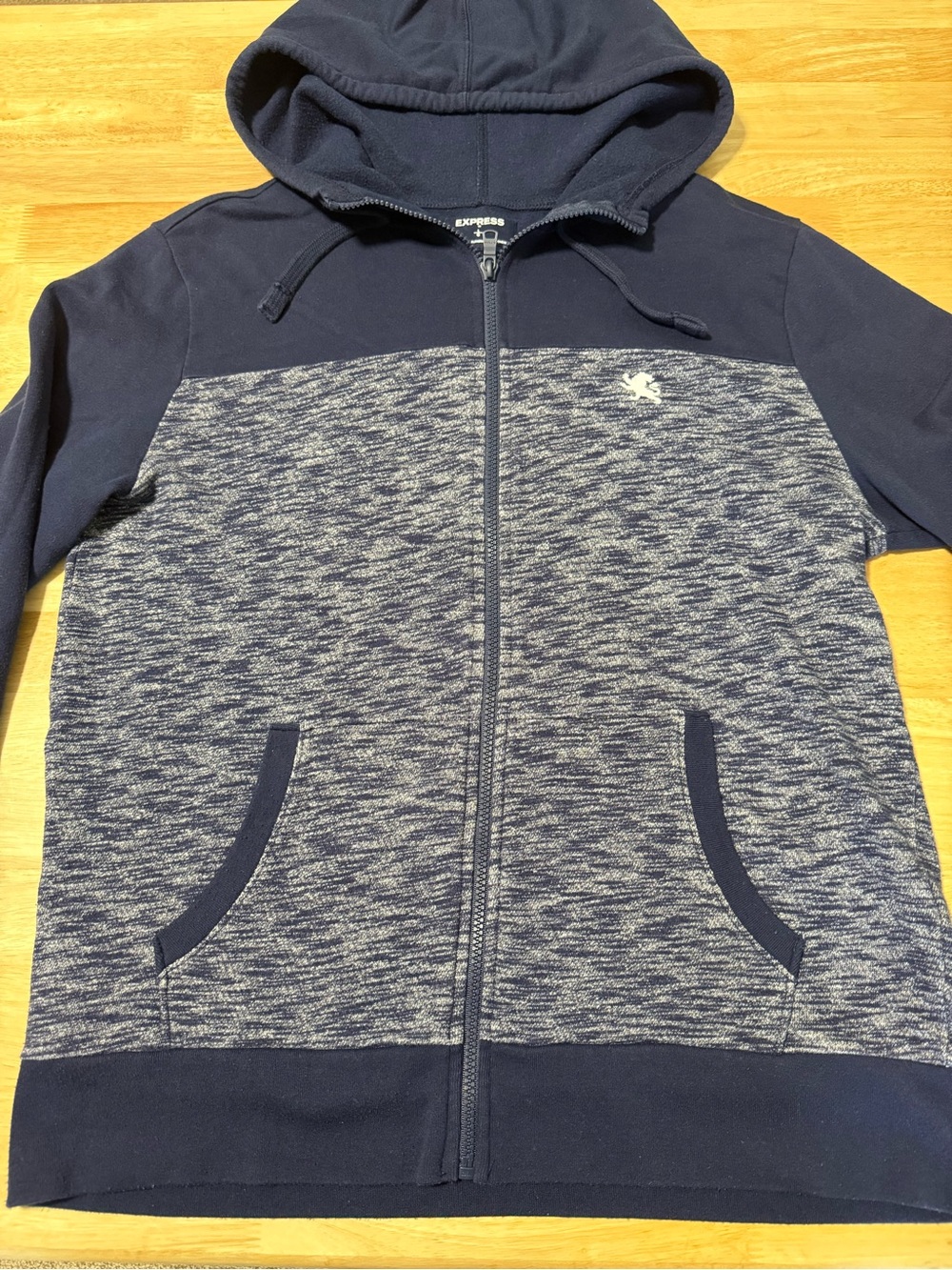 Men’s Express Full Zip Hoodie Jacket Large Navy Blue